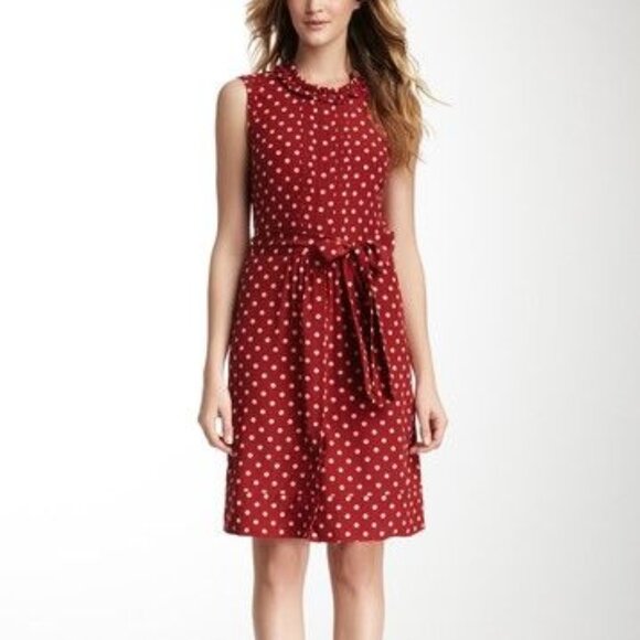 NWOT 100% Silk Tory Burch Red Polka Dot Graham Sleeveless Dress, Ruffles, Button - Picture 4 of 4